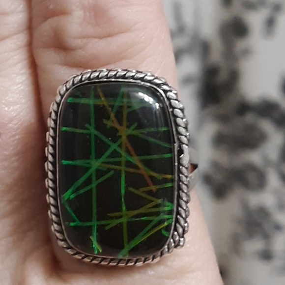 New Dichroic Glass 925 Silver Ring. - Picture 4 of 8